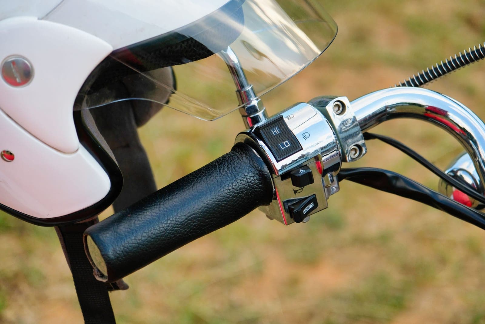 Motorcycle helmet with a Sena Bluetooth comms unit